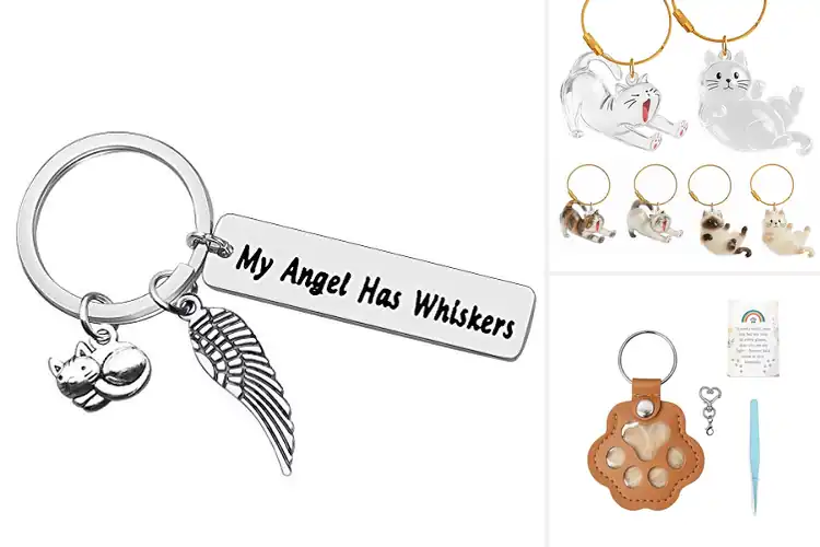 Detailed view of Best Cat Lover Memorial Keepsake Keychain