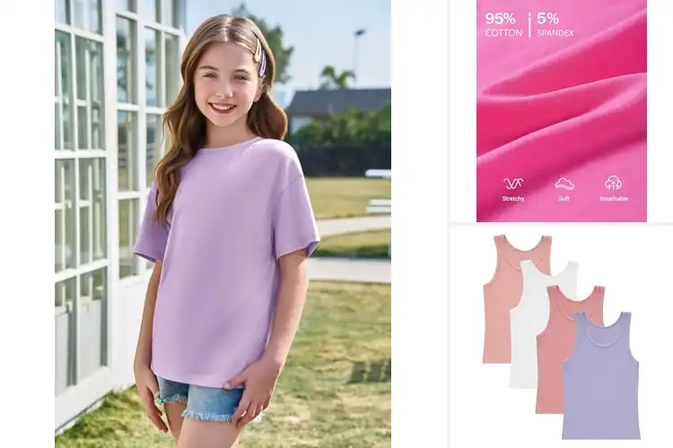 Detailed view of Best Girls’ Comfort Tops: Soft, Breathable, All-Day Delight